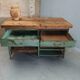 Industrial workbench kitchen island sideboard sea green with drawers