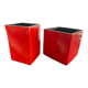 Pair of vintage cube-shaped ceramic plant pots