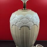 Pair of cream ceramic lamps, 1980s, art deco style, Miami light 73