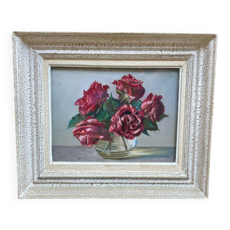 Bouquet de roses, Aquarelle de Yann Nibor (1857-1947)