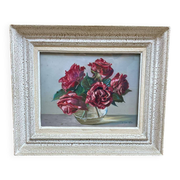 Bouquet of roses, watercolor by Yann Nibor (1857-1947)