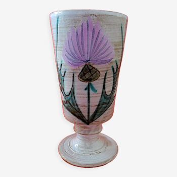 Mazagran or ceramic vase decorated with a thistle