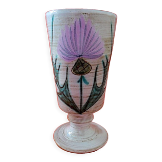 Mazagran or ceramic vase decorated with a thistle