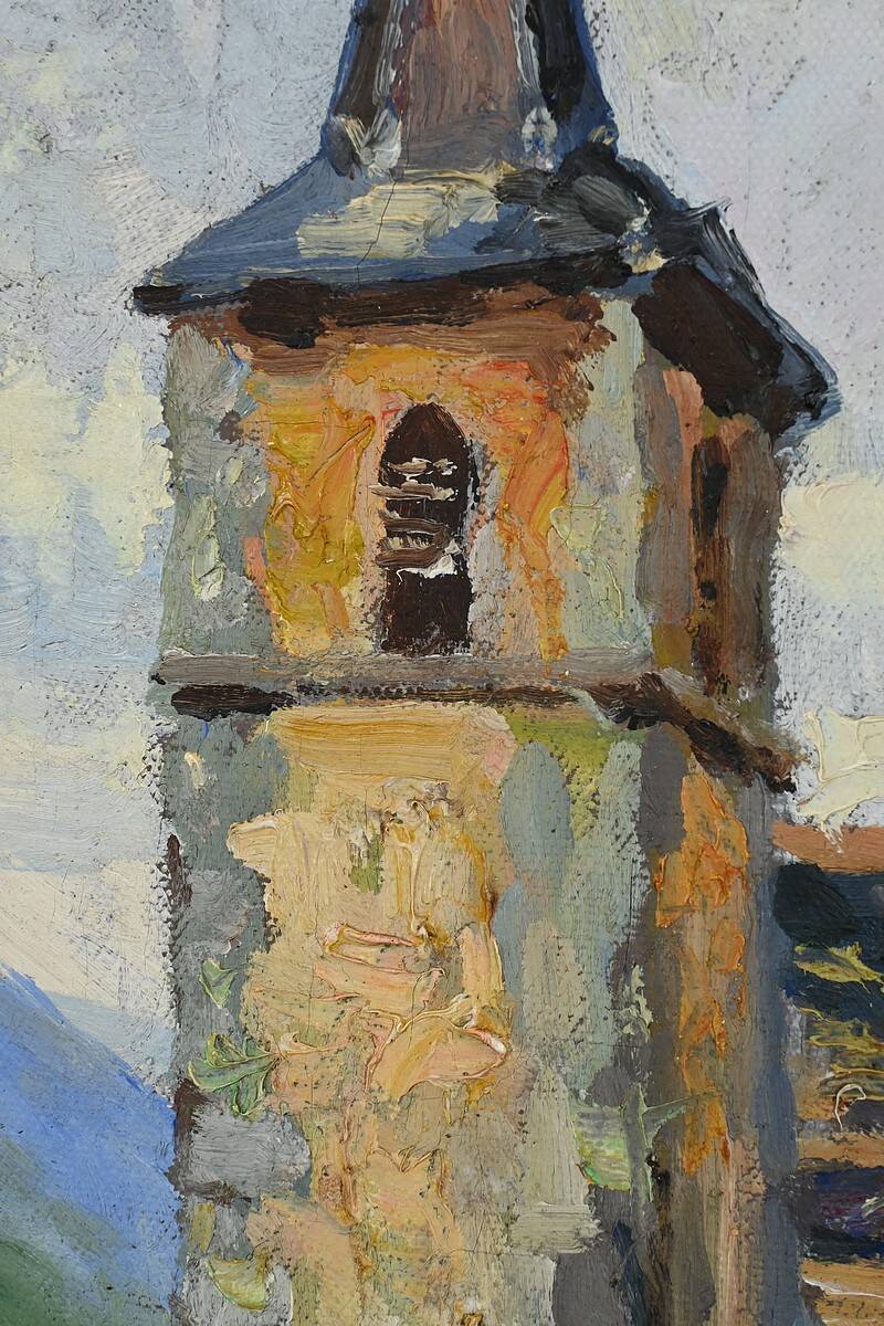 Oil on Canvas "The Bell Tower" – Late 19th Century