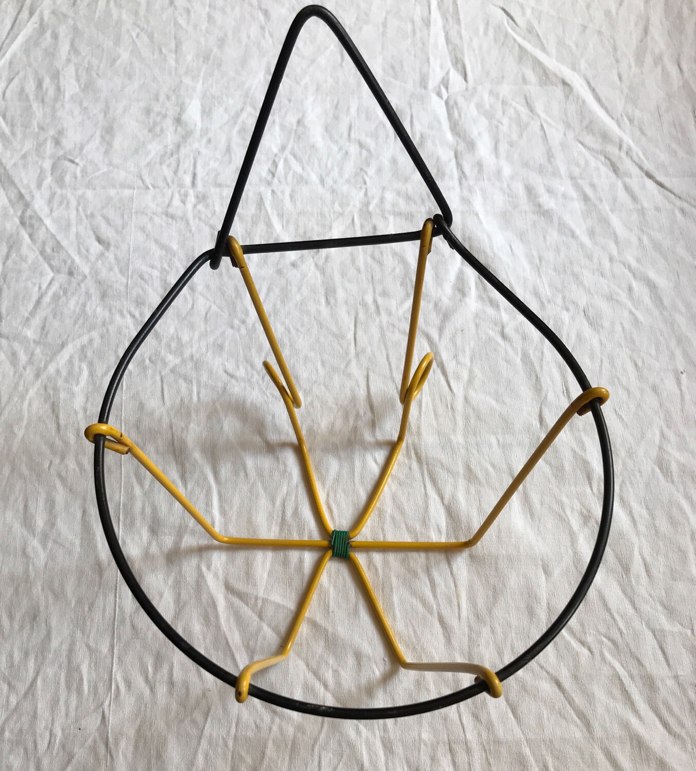 Vintage plant support 60s yellow and black iron