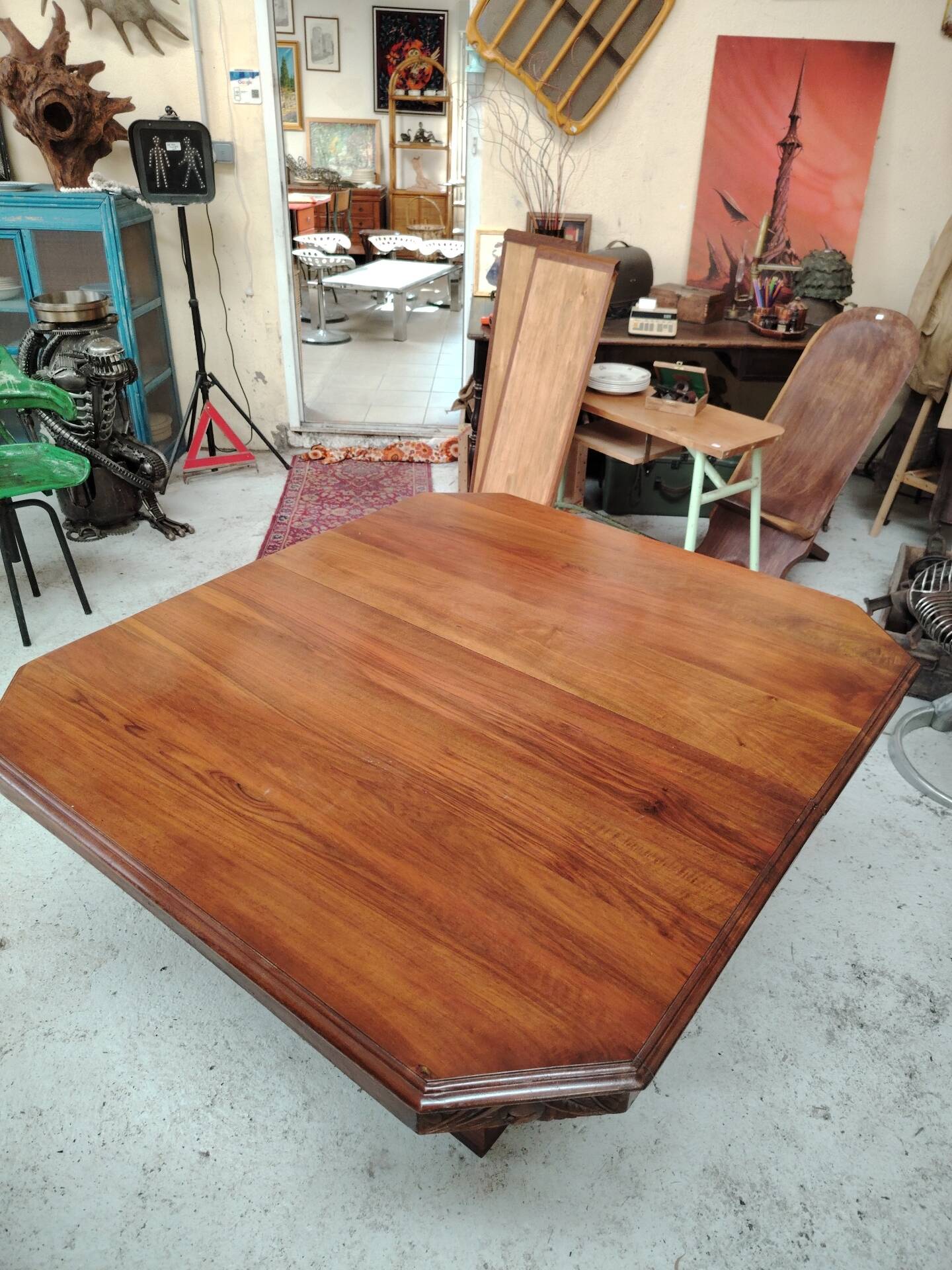 Large Art Deco dining table in solid wood - 1930