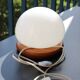 Lampe champignon en opaline et bois, années 80