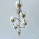 Large Vintage Glass Brass Pendant Light