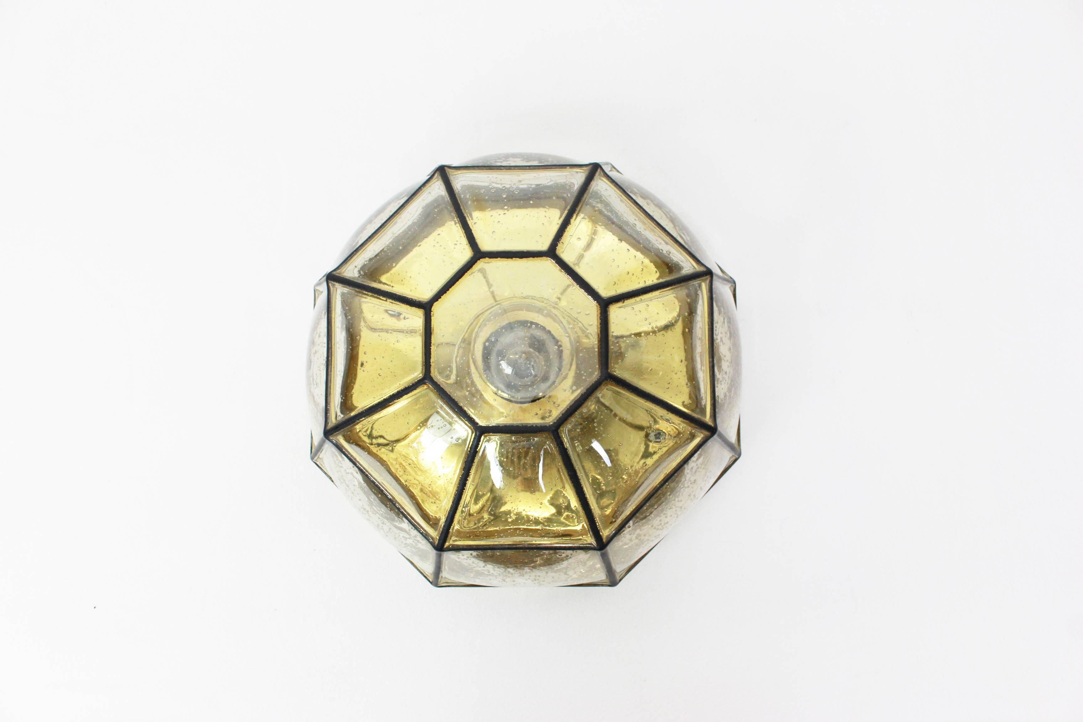 Ceiling lights in iron and clear glass by Limburg, Germany, 1960s.