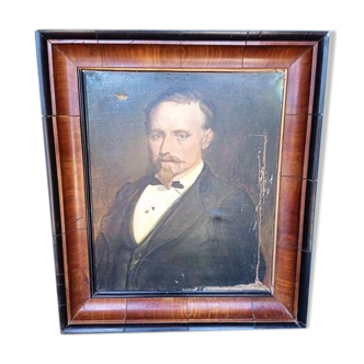 Portrait à l'huile sur toile, XIXème signé et daté