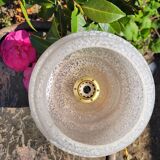 Clichy glass and brass globe lamps