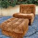 Brown velvet armchair/ottoman vintage from the 70s/80s.