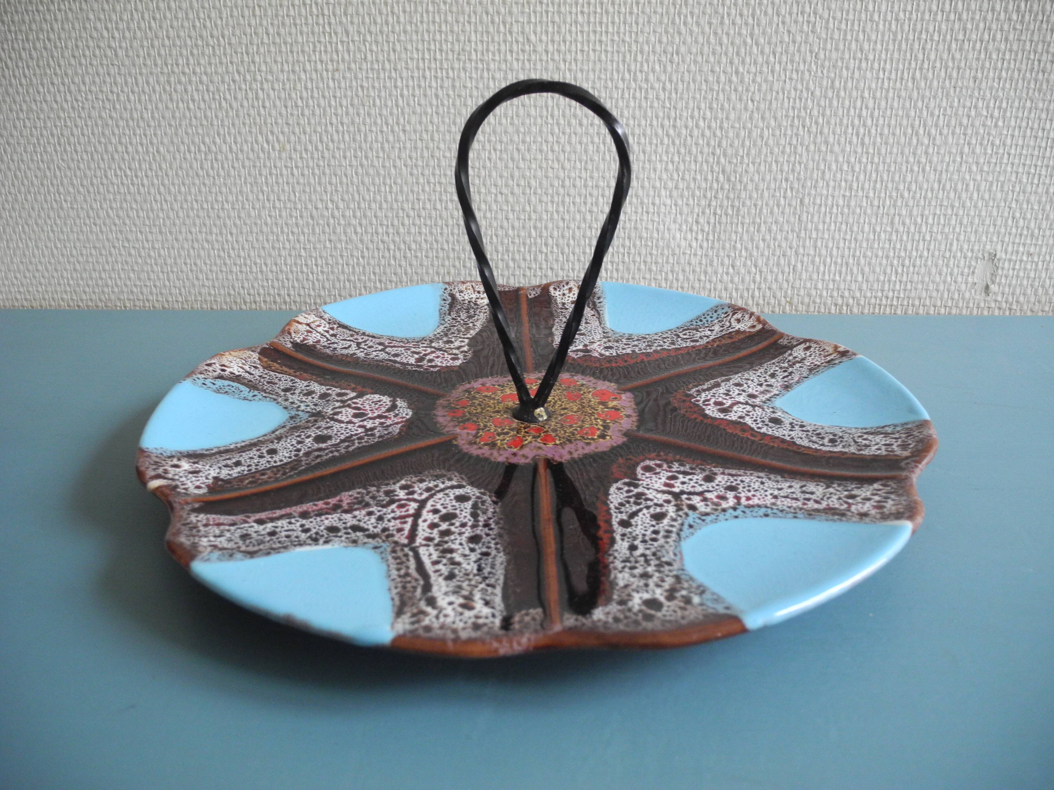old ceramic cheese board Vallauris table vintage cheese board