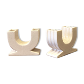 Pair of enamelled ceramic vases