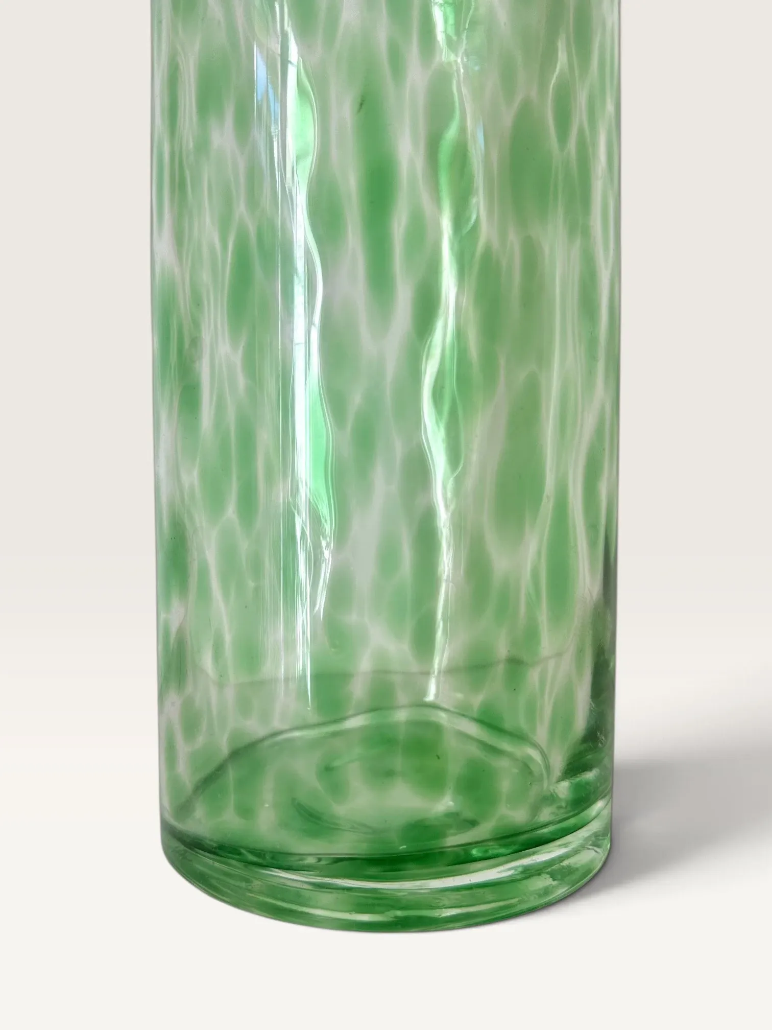 Large contemporary cylindrical carafe in blown glass