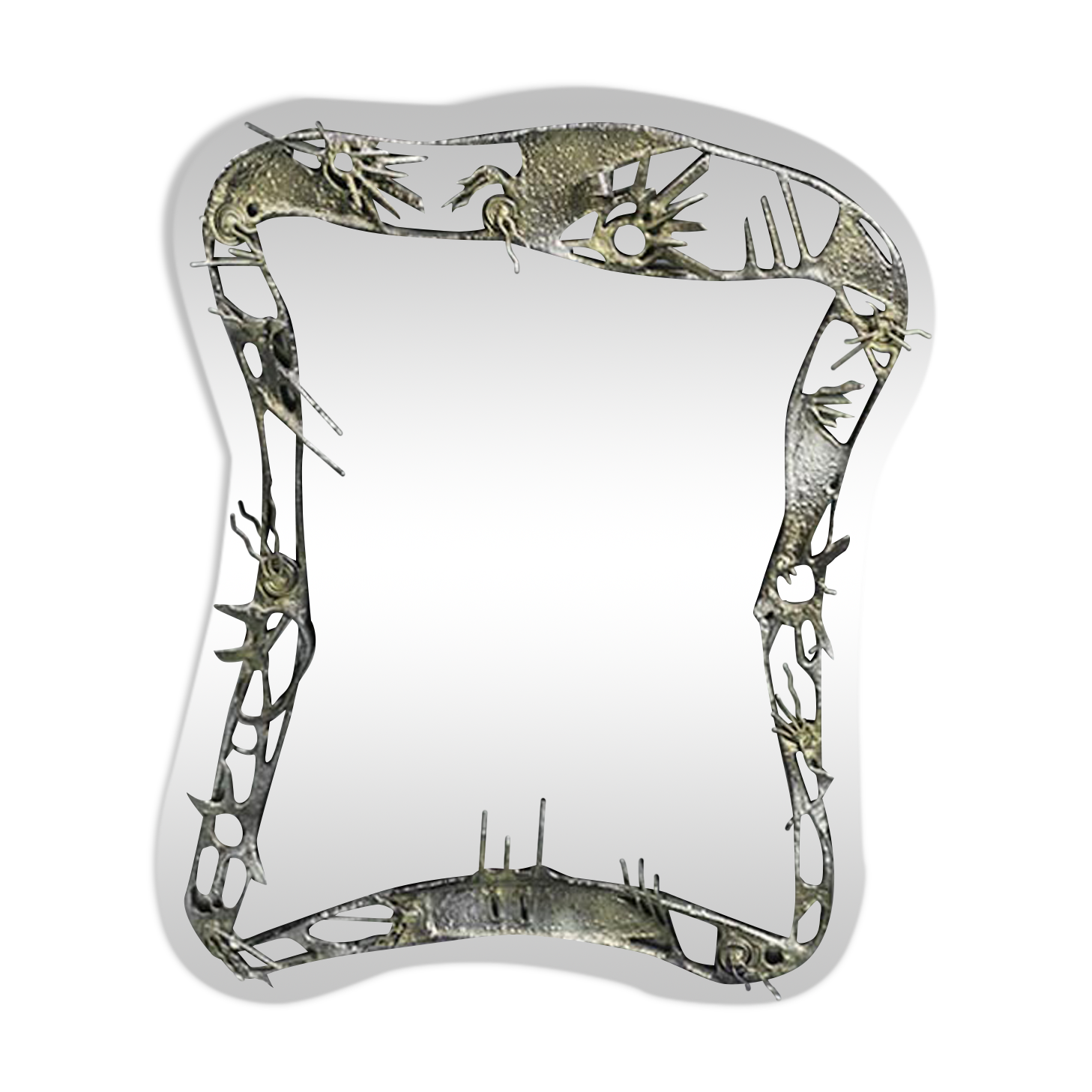 Vintage 50s metal patterned wall mirror