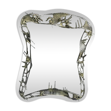 Miroir mural vintage des années 50 à motifs métalliques