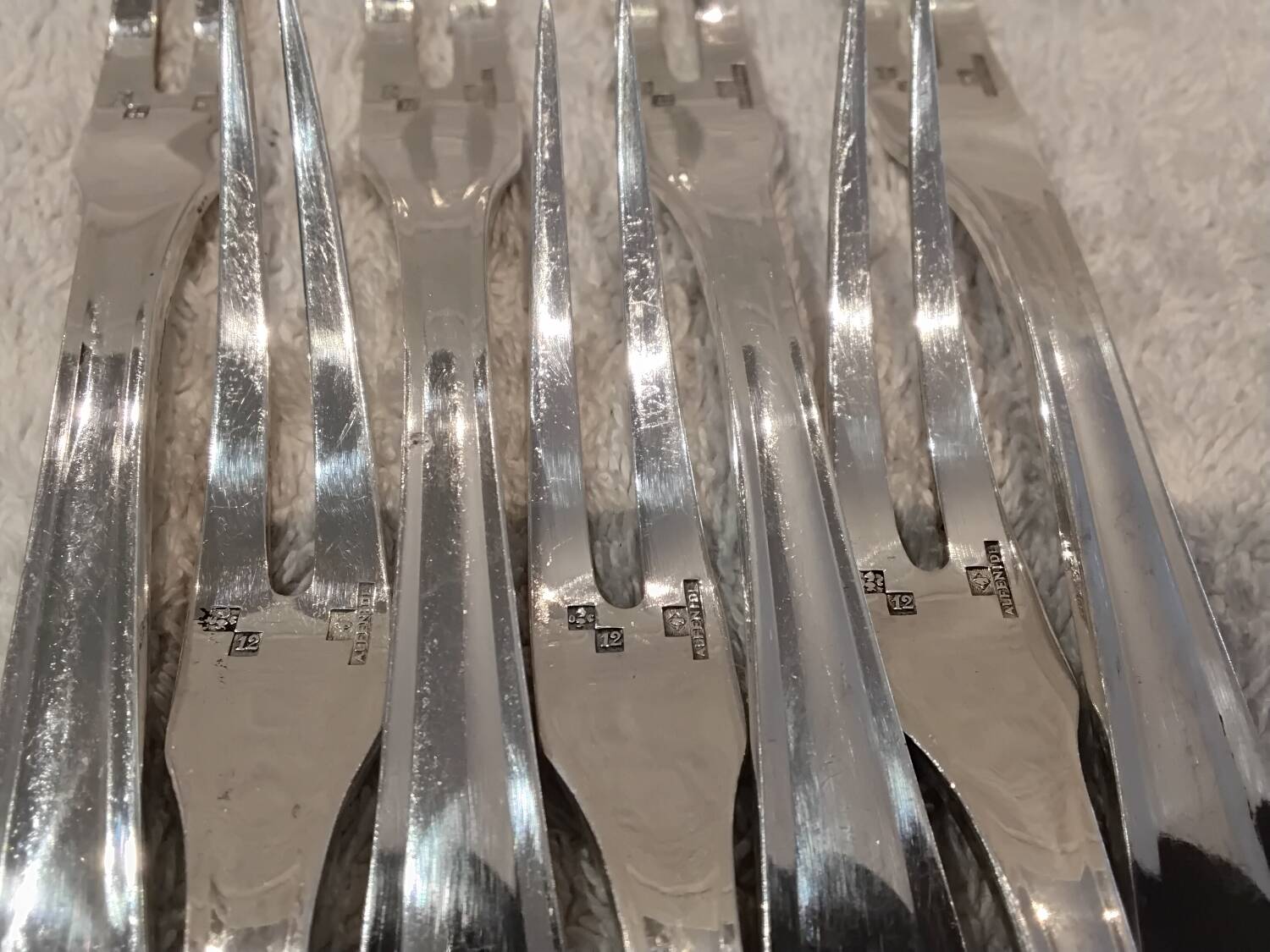 7 silver-plated metal snail forks by silversmith Alfenide, Paris pattern
