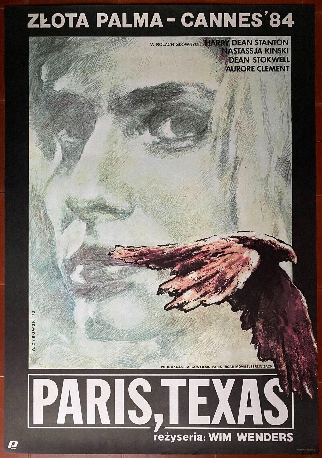 Original Polish cinema poster "Paris, Texas" Wim Wenders, Dybowski