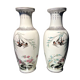 Pair of baluster vases with bird decoration in chinese porcelain