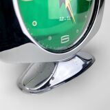 Réveil space age diamond métal chromé et cadran vert 70's