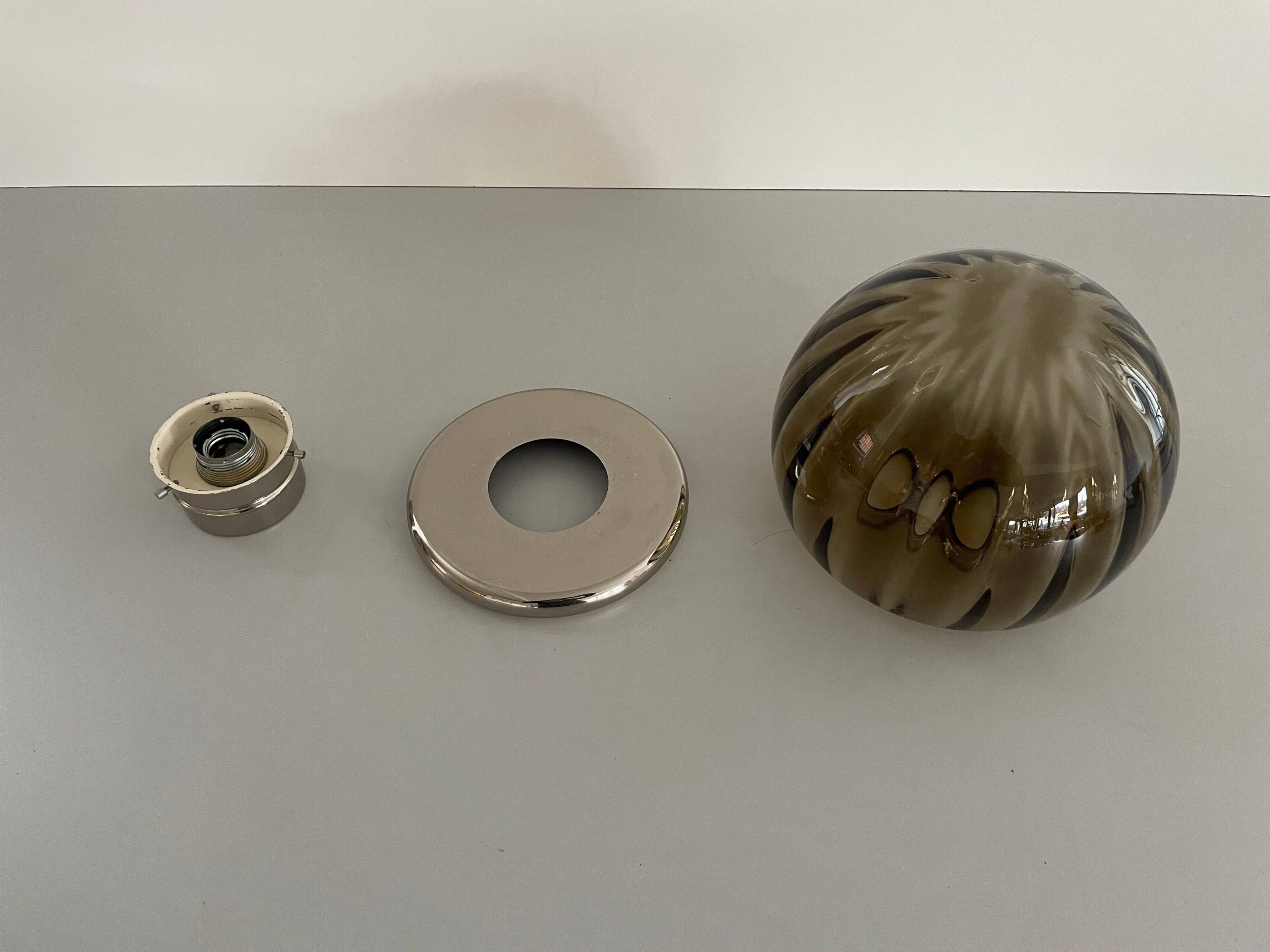 Flush-mounted lamp in chrome and smoked glass by N Leuchten, 1960s, Germany.