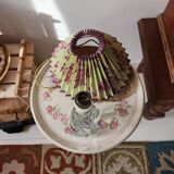 Glass lamp base and flowered lampshade