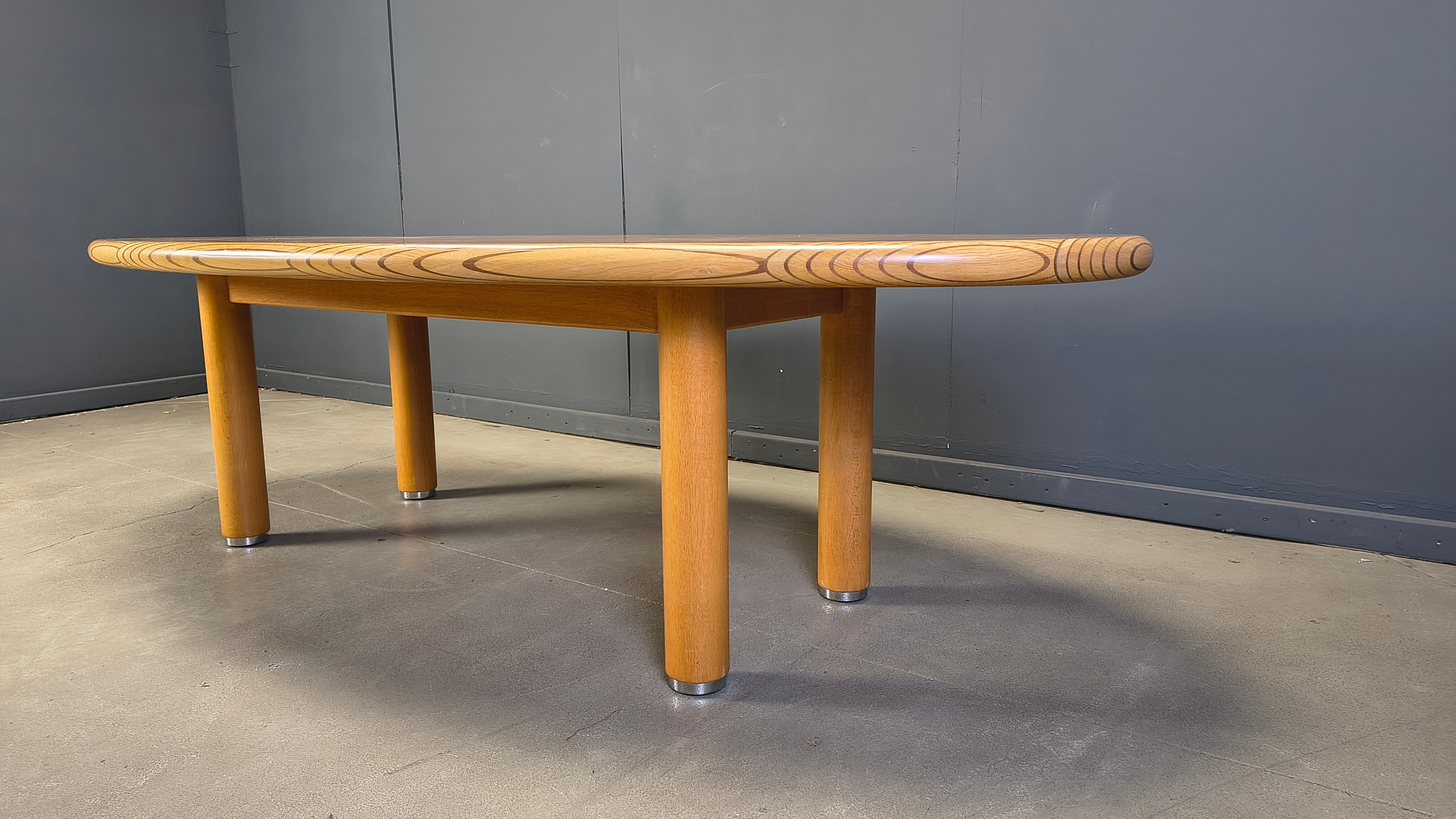XXL dining table in burl and elm wood, 1980s