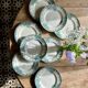 Set of 8 vintage flat plates in iron earth, model Narcisses de Saint Amand (LOT1)