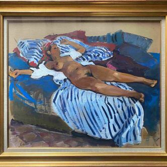 HSP painting "Nude on the couch" 1973 by B. Zeller (1930/2009) Orientalist