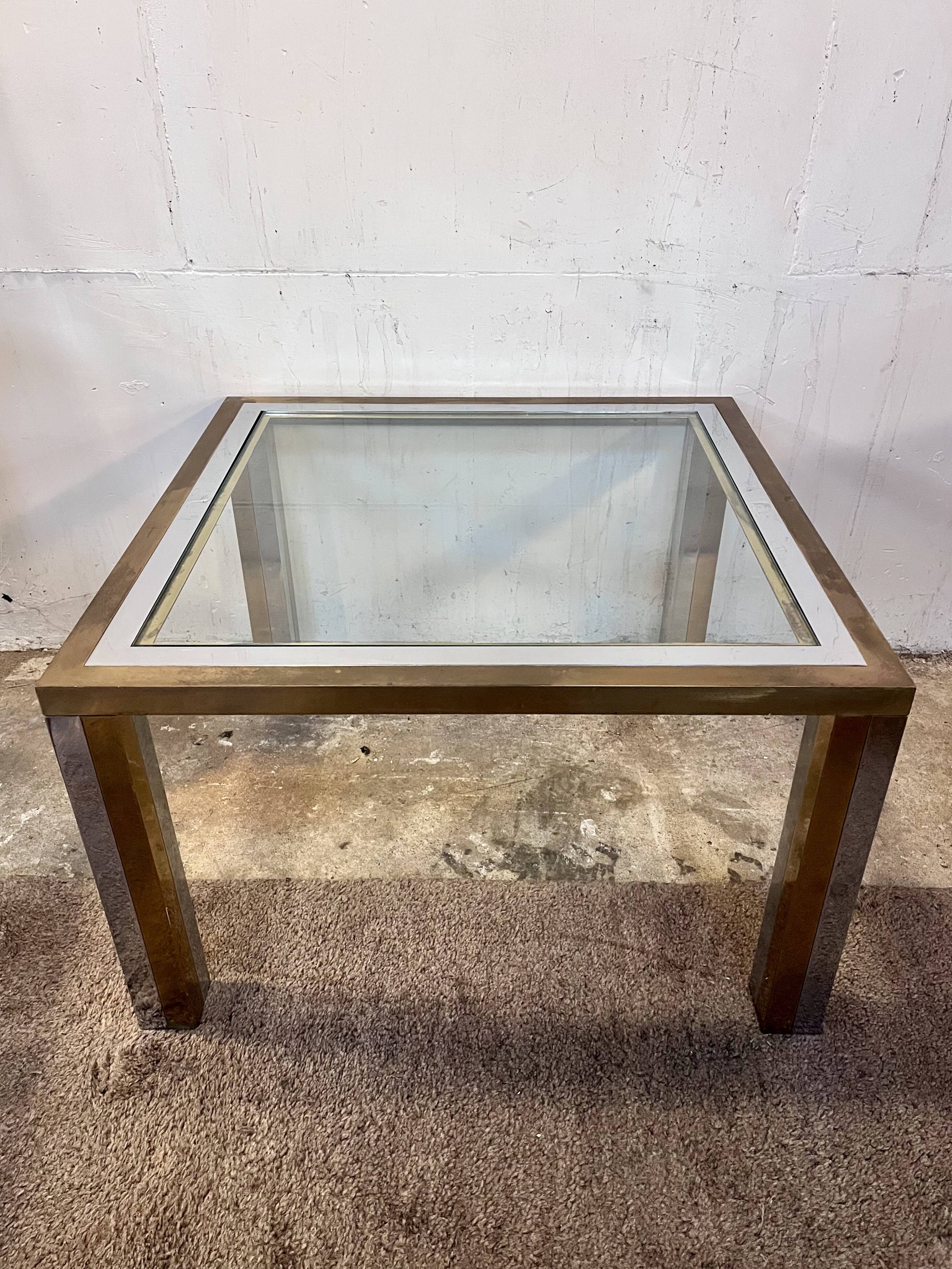 Chrome and brass coffee table, 1970