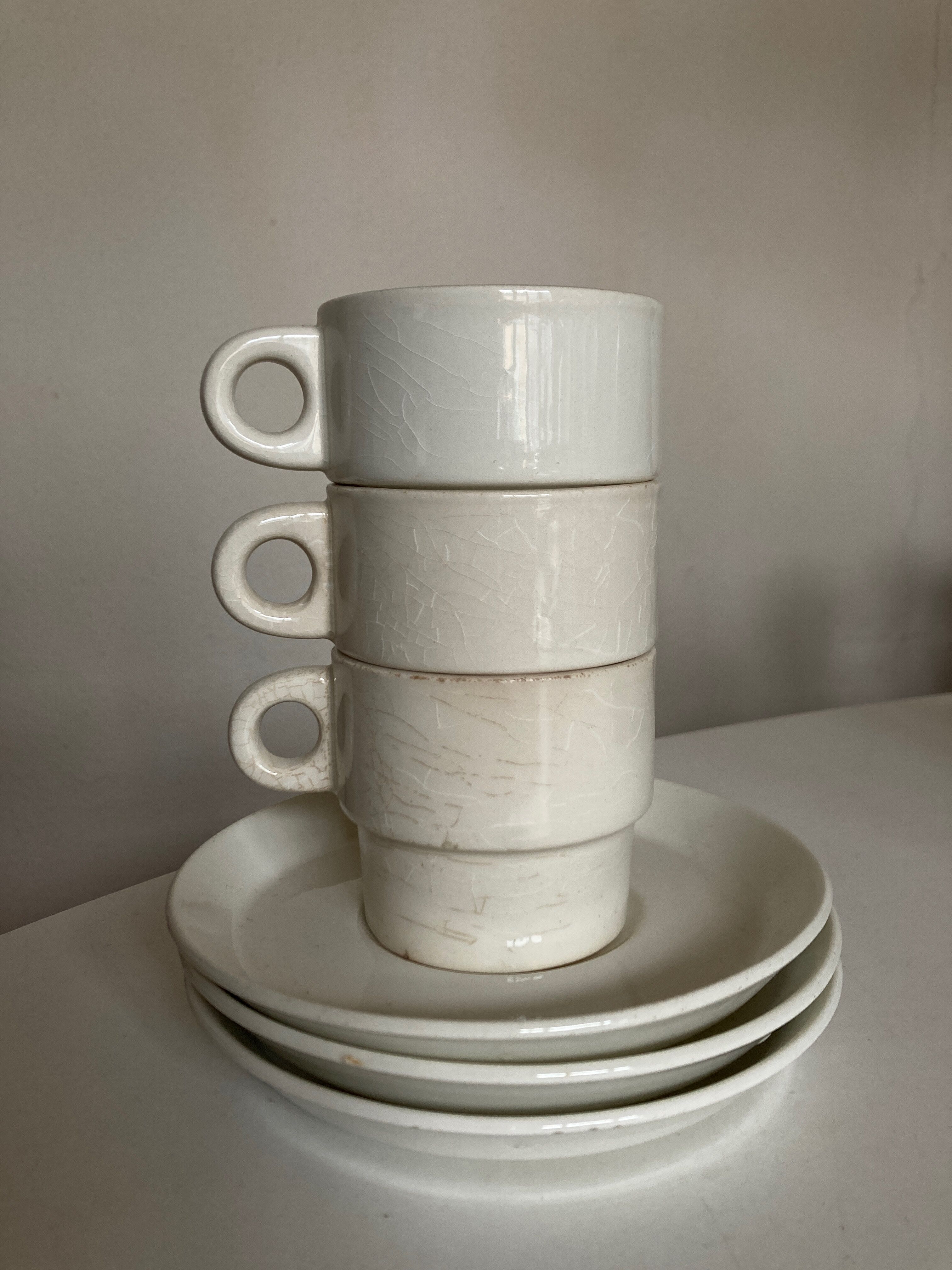 Set 3 cups Creations Prisunic design 1970 Faience de Gien