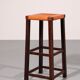Mid-century oak bar stools with cognac leather seats