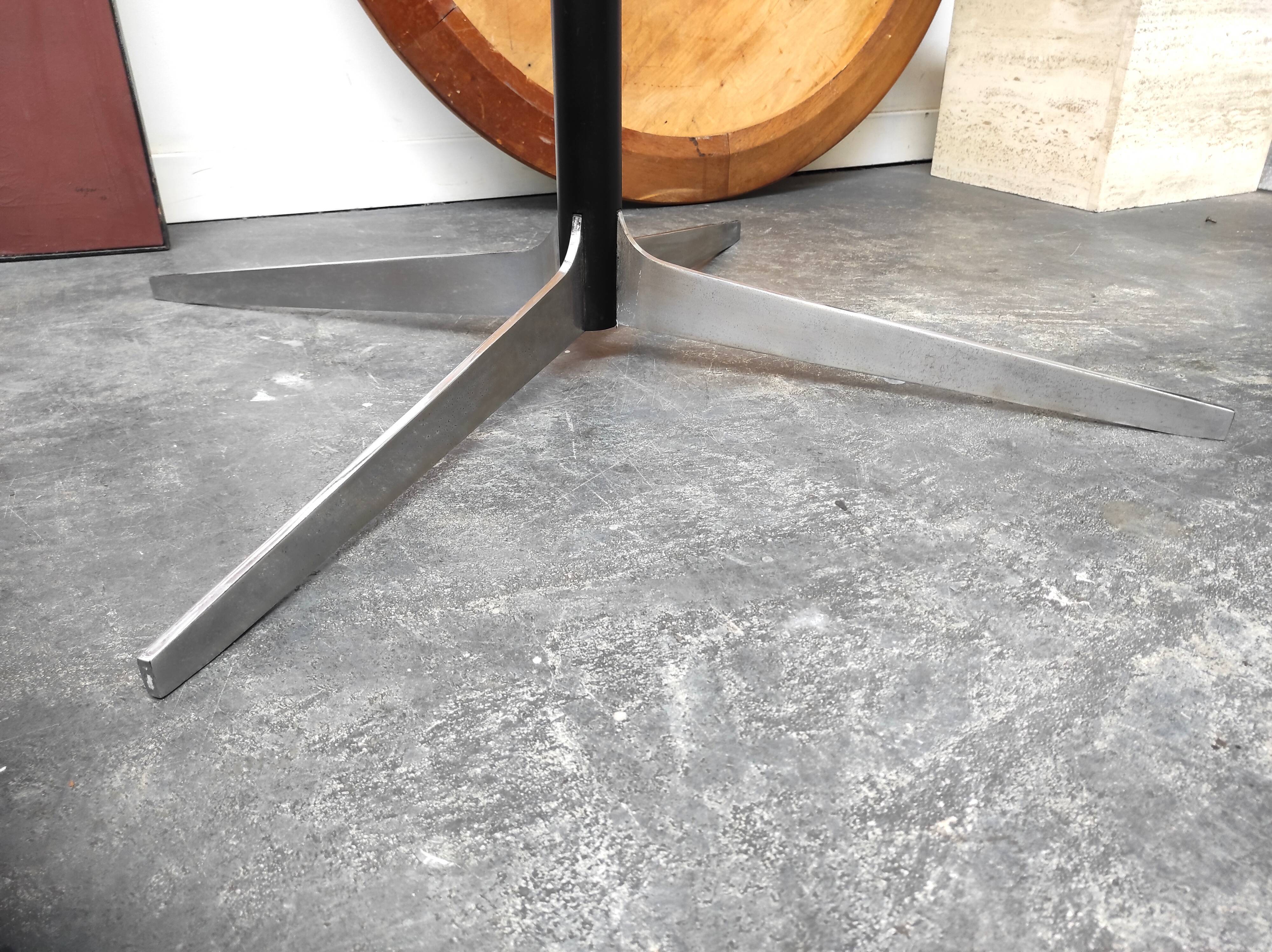 Round coffee table wood metal 1960