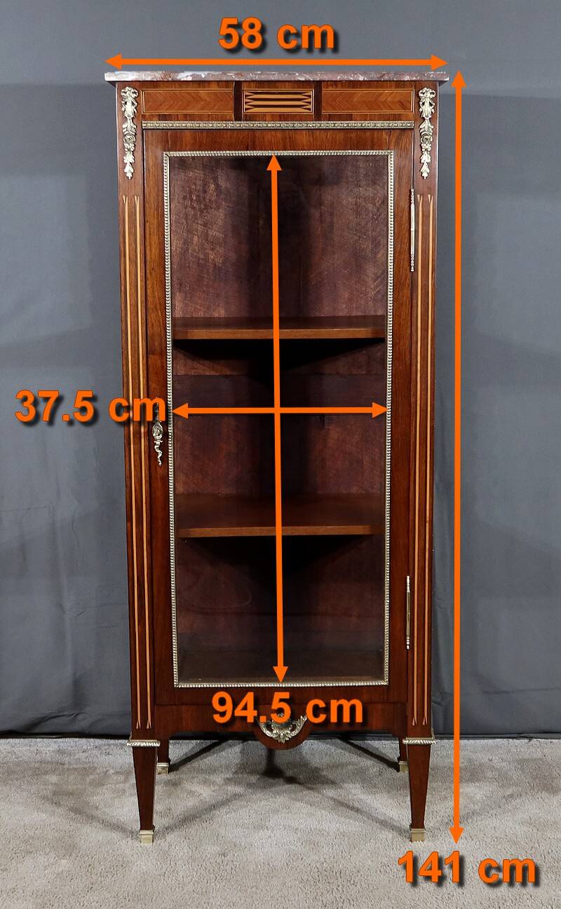 Small Showcase in Marquetry on all sides, Louis XVI style – 1920