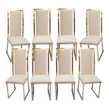 Set of Eight Chairs in bouclé wool by Michel Mangematin France 1970.