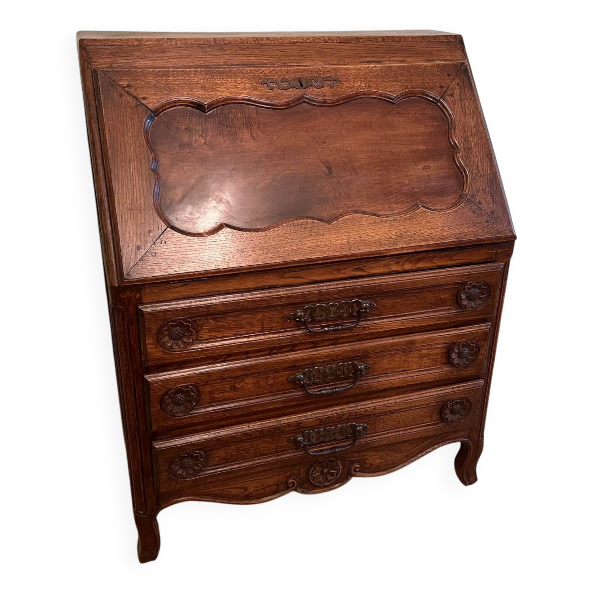 Solid oak sloping secretary