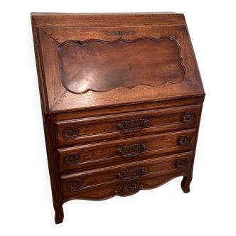 Solid oak sloping secretary