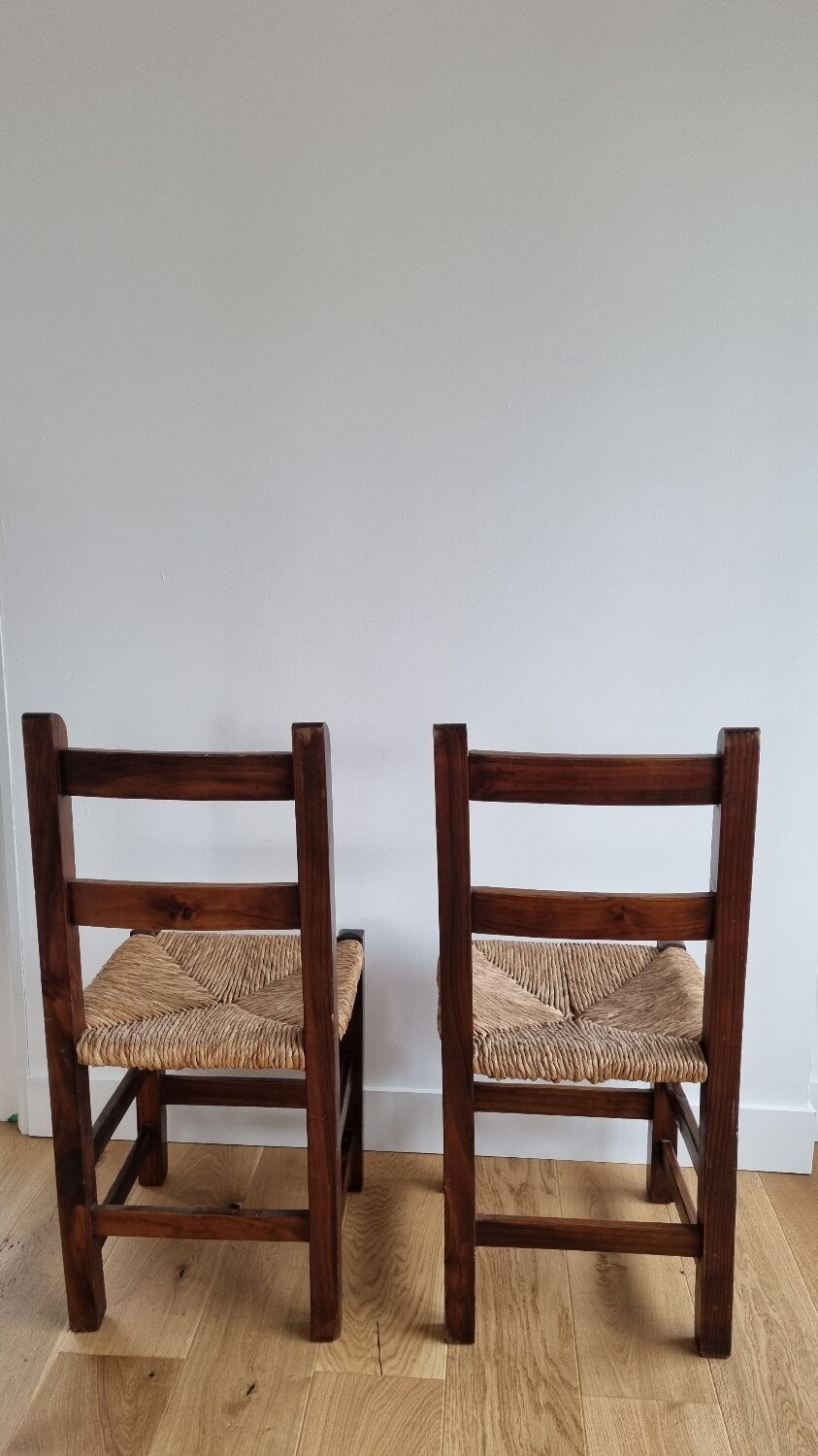 Pair vintage straw chairs
