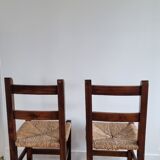 Pair vintage straw chairs