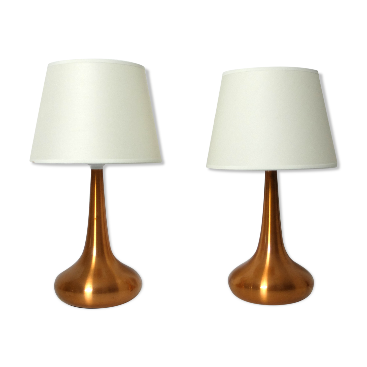Pair of table lamps Orient copper finish Jo Hammerborg for Fog & Morup, Denmark, 1960s