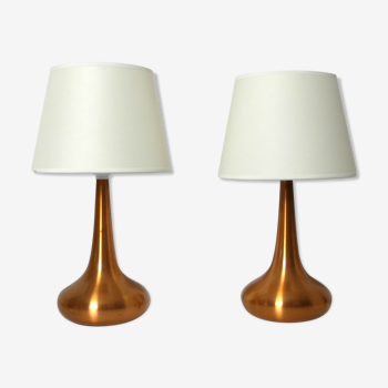 Pair of table lamps Orient copper finish Jo Hammerborg for Fog & Morup, Denmark, 1960s