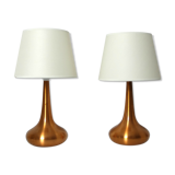 Pair of table lamps Orient copper finish Jo Hammerborg for Fog & Morup, Denmark, 1960s