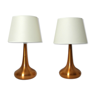 Pair of table lamps Orient copper finish Jo Hammerborg for Fog & Morup, Denmark, 1960s