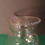 Duo of transparent glass tulips with beaded edges