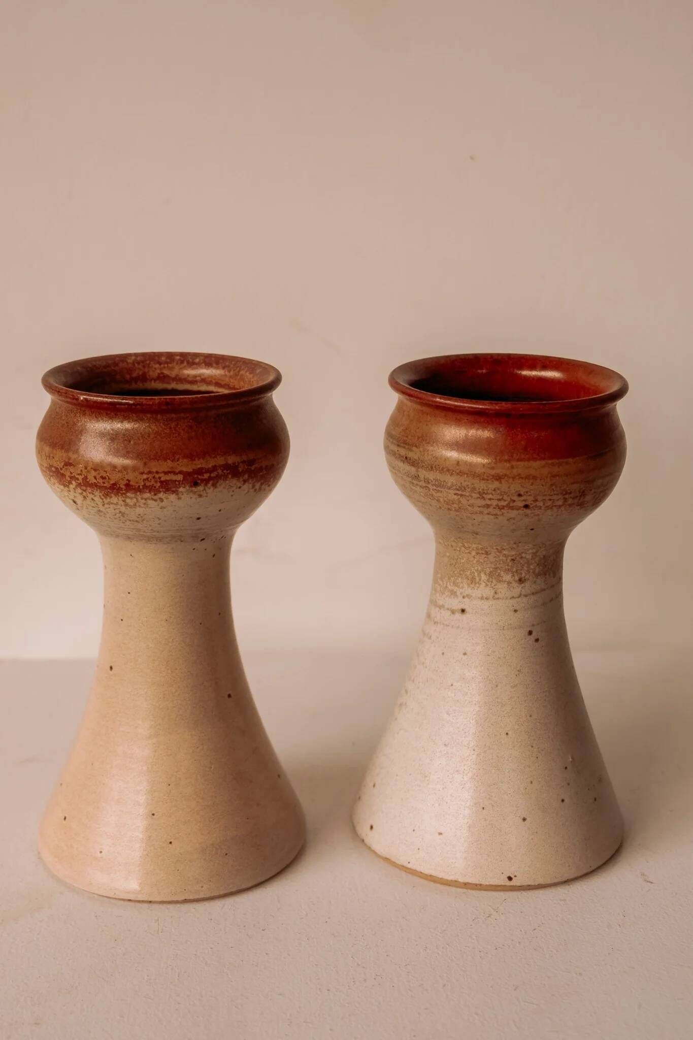 Pair of ceramic candle holders by Gunni Nordstrøm, Denmark, 1960s.