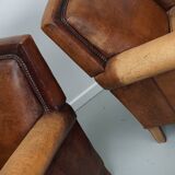 Vintage dutch cognac colored leather club chairs