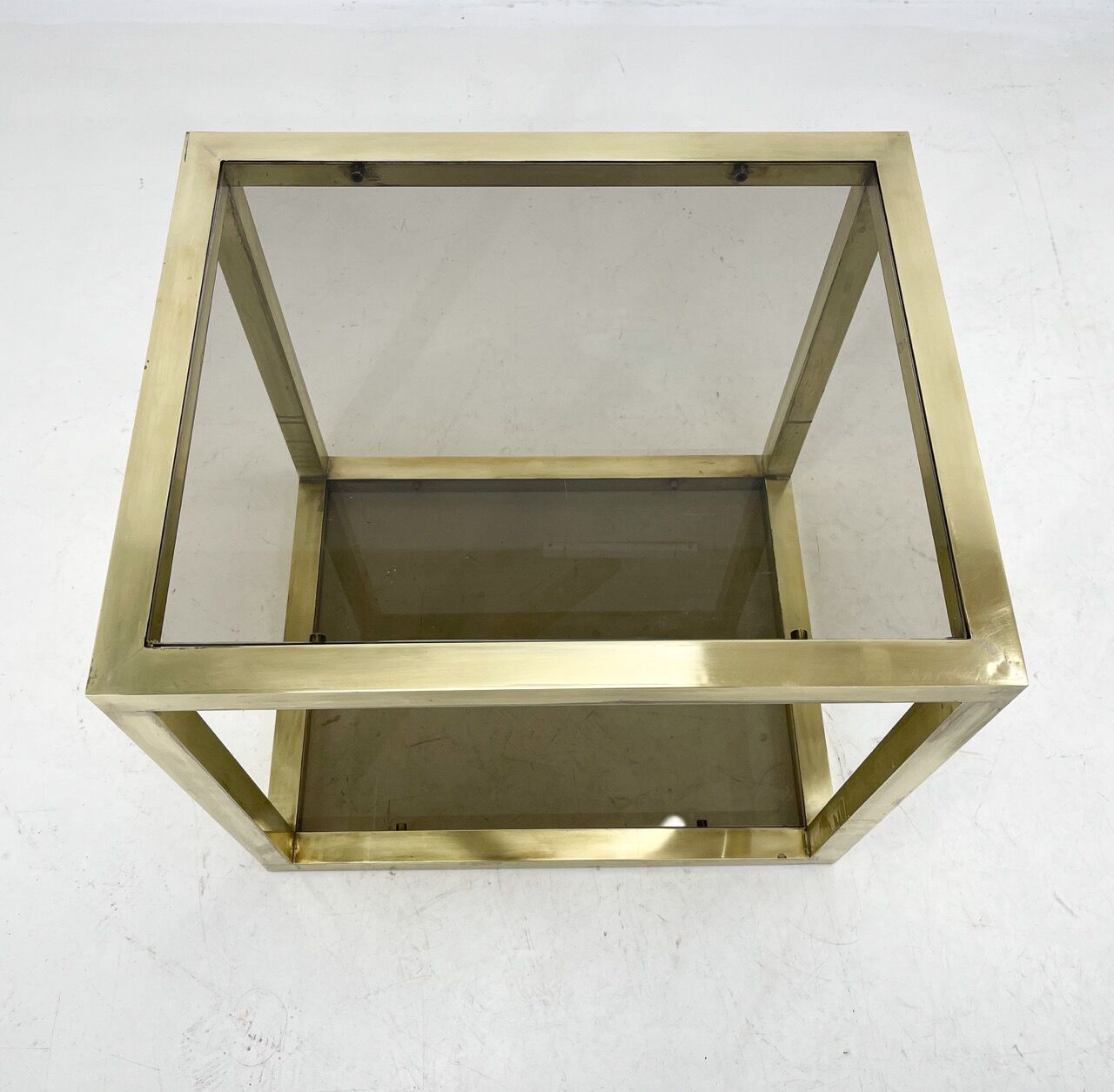 Italian Mid-Century Brass and Smoked Glass Table, 1970's