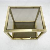 Italian Mid-Century Brass and Smoked Glass Table, 1970's