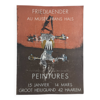 Johnny friedlaender : affiche originale en lithographie musée frans hals, 1977
